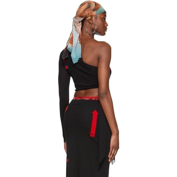 Jean Paul Gaultier Nylon Long Sleeve T-Shirt in Black/Red - Picture 3 of 5